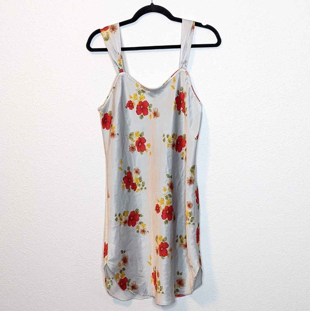 Vintage Slip Dress Nightgown Floral Satin